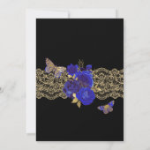 ブルー王室の&金ゴールドバラレースバタフライキンセアニラ 招待状 (裏面)