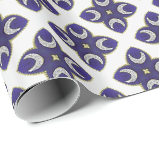 ブルー王室の&金ゴールドラグジュアリーホリデー ラッピングペーパー (ロールコーナー)