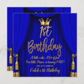 ブルー王室の&金ゴールド王室の皇太子第1誕生日 招待状 (正面/裏面)