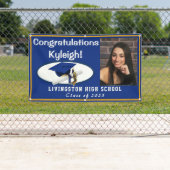 ブルー王室の・金ゴールド・ホワイト・ビニール卒業写真 横断幕 (インサイチュ)