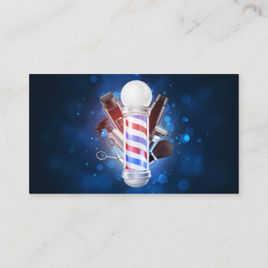 ブルー理容師ショップポールコネクトアメリカQRコード 名刺 (裏面)