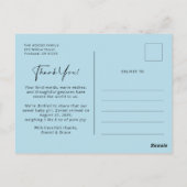 ブルー男の赤ちゃんありがとうお写真はがき ポストカード (裏面)