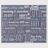 ブルー男の赤ちゃんことわざベビーシャワーベビーギフト ラッピングペーパー (フラット)