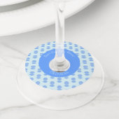 ブルー男の赤ちゃんオイスターシェルとパールベビーシャワー ワイングラスタグ (クローズアップ)