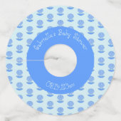 ブルー男の赤ちゃんオイスターシェルとパールベビーシャワー ワイングラスタグ (裏面)