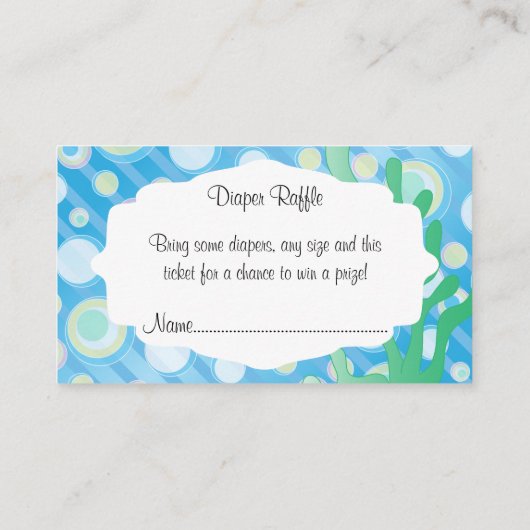 ブルー男の赤ちゃんクジラ赤ちゃんシャワーおむつラッフル エンクロージャーカード (裏面)