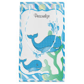 ブルー男の赤ちゃんクジラ スモールペーパーバッグ (正面)