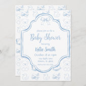 ブルー男の赤ちゃんシャワー招待状 招待状 (正面/裏面)