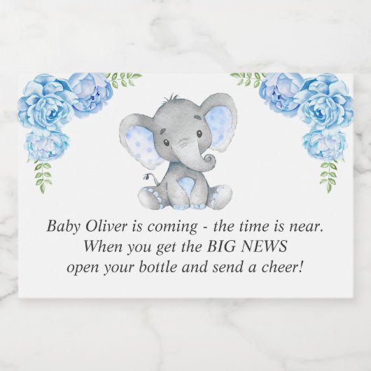 ブルー男の赤ちゃんシャワー散水カスタマイズミニワイン スパークリングワインラベル (シングルラベル)