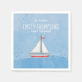 ブルー男の赤ちゃんシャワー航海のカスタム スタンダードカクテルナプキン (正面)