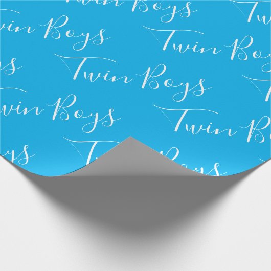ブルー男の赤ちゃんスクリプトツインボーイズラッピング紙 ラッピングペーパー (角)
