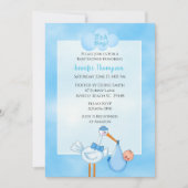 ブルー男の赤ちゃんストークシャワー招待状 招待状 (正面)