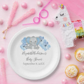 ブルー男の赤ちゃんゾウ赤ちゃんシャワー花バルーン ペーパープレート (パーティー)