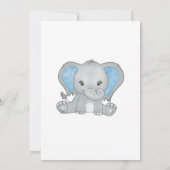 ブルー男の赤ちゃんゾウ赤ちゃんシャワー花バルーン 招待状 (裏面)