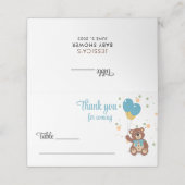 ブルー男の赤ちゃんテディベアベビーシャワーゲスト名 プレイスカード (外部開封)