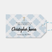 ブルー男の赤ちゃんバプティス水平感謝 ギフトタグ (正面(横))