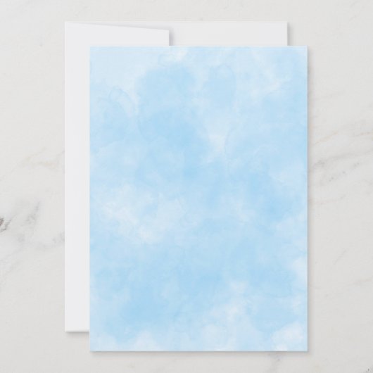 ブルー男の赤ちゃんバーリーウェイテディベア赤ちゃんシャワー 招待状 (裏面)