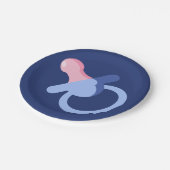 ブルー男の赤ちゃんビンキー ペーパープレート (アングル)