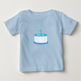 ブルー男の赤ちゃんファースト誕生日シャツ ベビーTシャツ