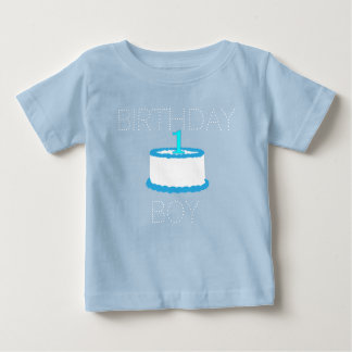 ブルー男の赤ちゃんファースト誕生日シャツ ベビーTシャツ