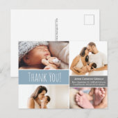 ブルー男の赤ちゃんフォトコラージュ赤ちゃん感謝していシャワーユー ポストカード (正面/裏面)