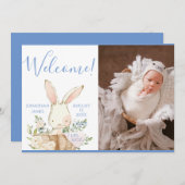 ブルー男の赤ちゃんフォトスクリプト誕生 案内状 (正面/裏面)