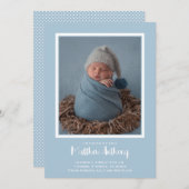 ブルー男の赤ちゃんフォト誕生 案内状 (正面/裏面)
