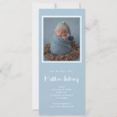 ブルー男の赤ちゃんフォト誕生 案内状 (正面)