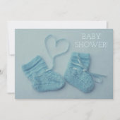 ブルー男の赤ちゃんブース写真シャワーの招待状 招待状 (正面)