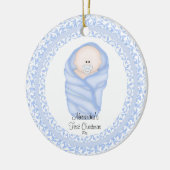 ブルー男の赤ちゃんベビーの初めてのクリスマスオーナメント セラミックオーナメント (左)