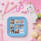 ブルー男の赤ちゃんベビーシャワーフォトコラージュ  ペーパープレート (パーティー)