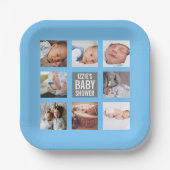 ブルー男の赤ちゃんベビーシャワーフォトコラージュ  ペーパープレート (正面)