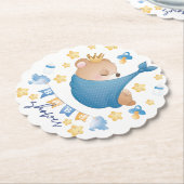 ブルー男の赤ちゃんベビーシャワーベア ペーパーコースター (アングル)
