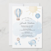 ブルー男の赤ちゃんベビーシャワー招待状 招待状 (正面)