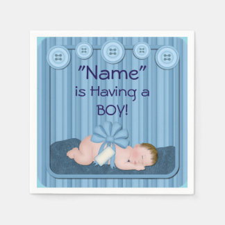 ブルー男の赤ちゃんベビーシャワー紙ナプキンス スタンダードカクテルナプキン