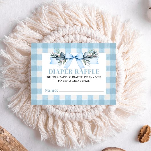 ブルー男の赤ちゃんマラードアヒルおむつラッフル エンクロージャーカード