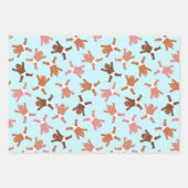 ブルー男の赤ちゃんラッピング紙フラットシートセット3 ラッピングペーパーシート (正面)