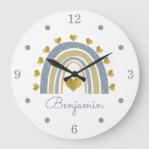 ブルー男の赤ちゃんレインボー子供部屋アクリル時計