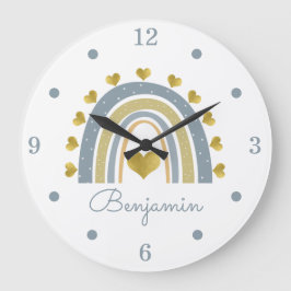 ブルー男の赤ちゃんレインボー子供部屋アクリル時計 ラージ壁時計
