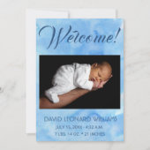 ブルー男の赤ちゃん写真誕生のお知らせ 案内状 (正面)