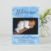 ブルー男の赤ちゃん写真誕生のお知らせ 案内状 (スタンド正面)