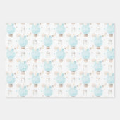 ブルー男の赤ちゃん熱気球 ラッピングペーパーシート (正面2)