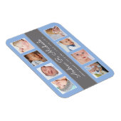 ブルー男の赤ちゃん生まれたばかりのフォトコラージュのお知らせ マグネット (右側)