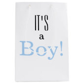 ブルー男の赤ちゃん男の子だ！ベビーシャワーパーティー ミディアムペーパーバッグ (正面)