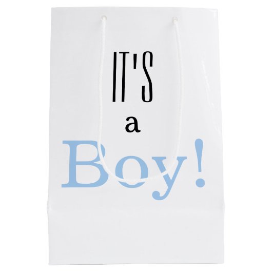 ブルー男の赤ちゃん男の子だ！ベビーシャワーパーティー ミディアムペーパーバッグ (裏面)
