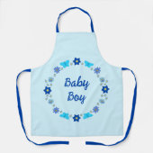 ブルー男の赤ちゃん蝶と花のカスタム エプロン (正面)