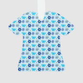 ブルー男の赤ちゃん蝶と花のカスタム オーナメント (裏面)