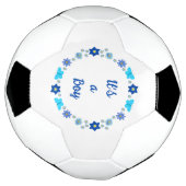 ブルー男の赤ちゃん蝶と花のカスタム サッカーボール (回転)