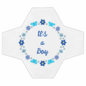 ブルー男の赤ちゃん蝶と花のカスタム サッカーボール (フラット)