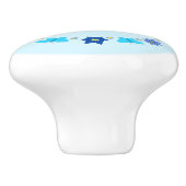 ブルー男の赤ちゃん蝶と花のカスタム セラミックノブ (側面)